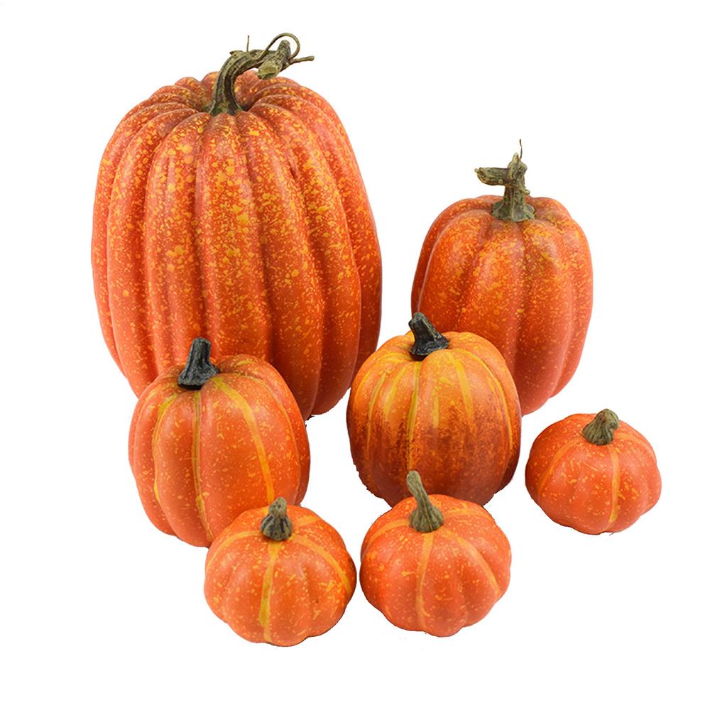 

7pcs Assorted Size Orange Pumpkins Realistic Large Pumpkins Artificial Pumpkins Set for Halloween Thanksgiving жовтий