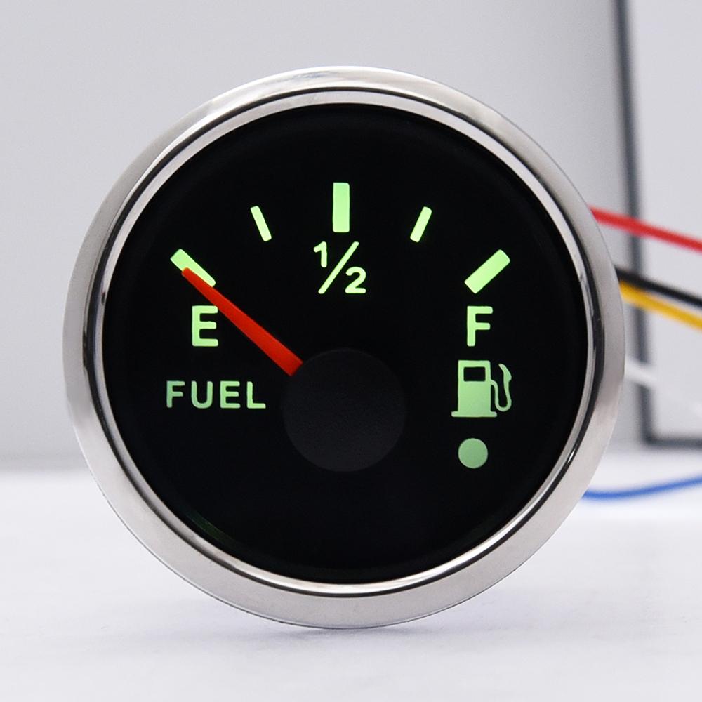 52MM Fuel Level Gauge 0-190 Ohm 7 LED Backlight With Alarm For Marine Car RV Camper Yacht Fuel Level Meter 12V/24V