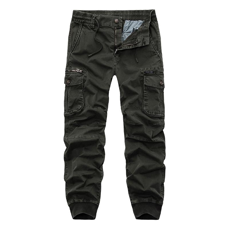 Men Casual Joggers Solid Color Pants Men Cotton Elastic Trousers Military Style Army Cargo Pants