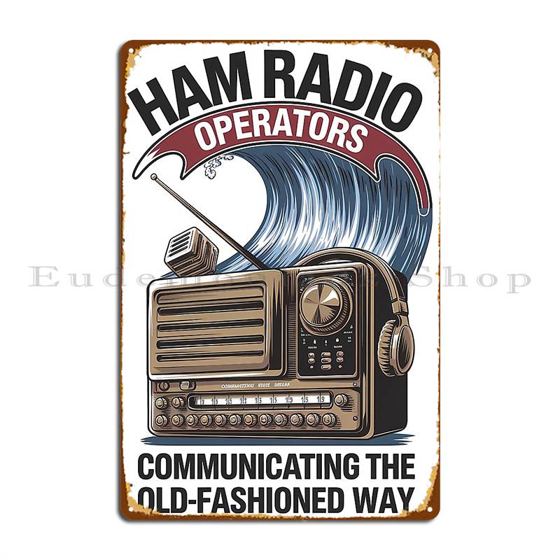 

Radio Operator Frequency Ham Morse Antenna Metal Plaque Poster Garage Club Create Cinema Printed Wall Mural Tin Sign Poster 20x30cm（7.8x11.8inch）