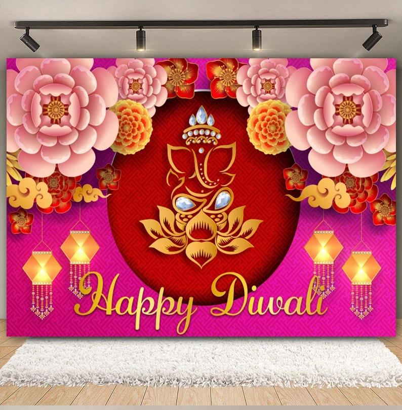 Happy Diwali Photography Backdrop Indian Diwali Tradition Deepavali Candle Marigold Wedding Birthday Background Photo Studio