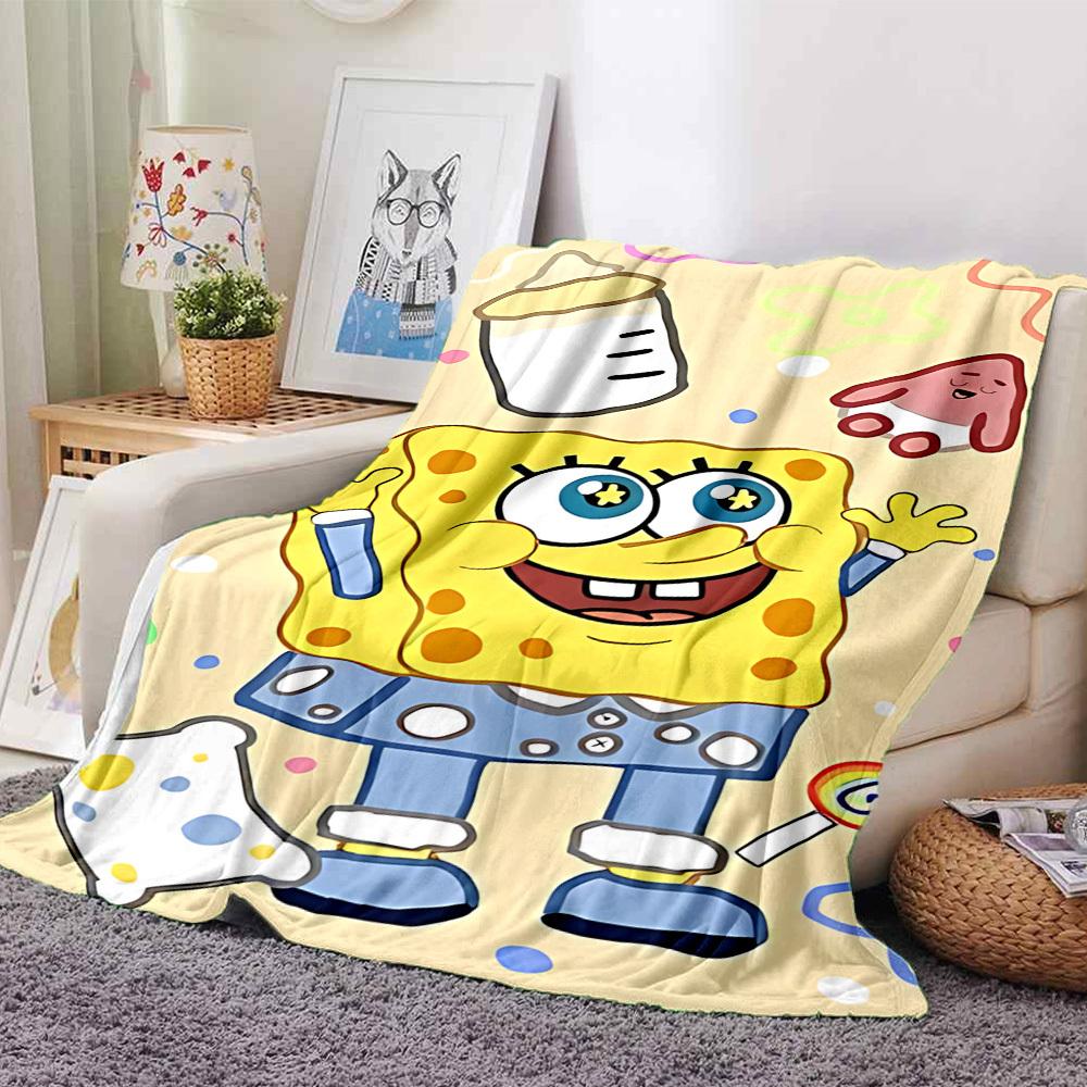 

1pc spongebob squarepants baby Flannel Blanket Soft Cozy All-Season Throw for Bedroom, Sofa, Camping, Travel, Home Decor1085 80cmx120cm(31inx47in)