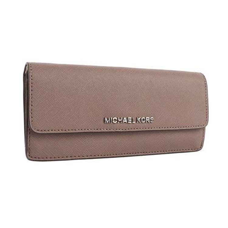 Michael Kors Long Letter Logo Flap Three-In-One Leather Wallet Women Wallet Gray Brown 35F7STVE1T