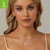Heart-Shaped One-Carat Moissanite Double-Layer Clavicle Chain, Light Luxury And High-End S925 Sterling Silver Necklace.