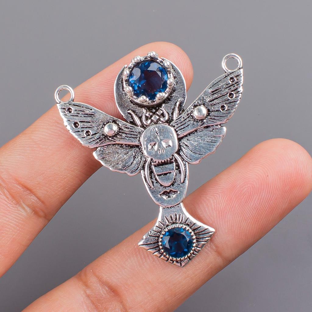 Londyński Niebieski Topaz Kamień Szlachetny Srebro Próby 925 Biżuteria Wisiorek 1,5" Prezent Dla Niej CP-10-5