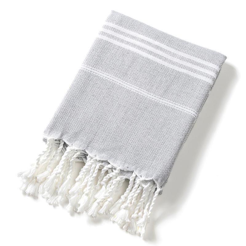 Cotton Striped Turkish Sports Bath Towel With Tassels Travel Gym Camping Sauna Beach Pool Blanket Absorbent Easy Care