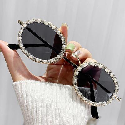 Occhiali da sole con strass con montatura grande, protezione UV, occhiali da sole in cristallo con diamanti da donna, occhiali da sole sportivi all'aperto