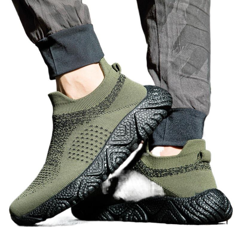 New summer large-size fly-woven socks sneakers, casual shoes, lazy soft-soled ultra-light men's shoes