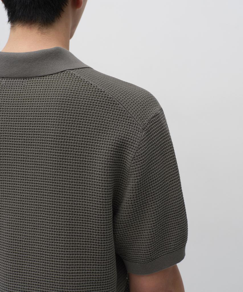 MUSINSA STANDARD Crocheted Knitted Polo Shirt [Khaki Grey]