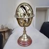 Brass Armillary Sphere On Elegant Wooden Base Décor Accent for Your Home Décor