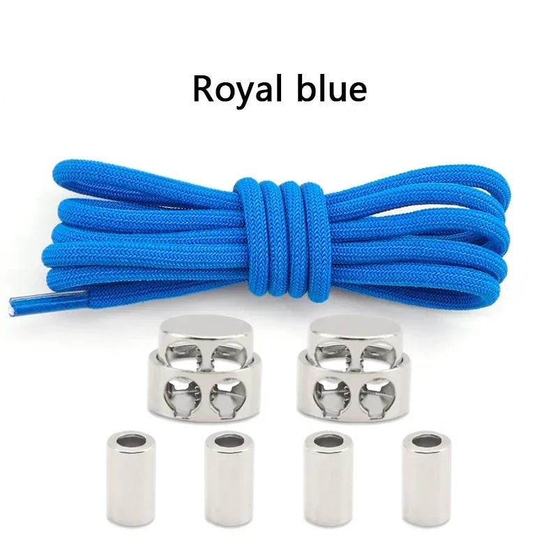 1Pair Lock Shoe laces Without ties Metal Buckle Laces Round Elastic Laces Sneakers Kids Adult No Tie Shoelaces Shoes Accessories