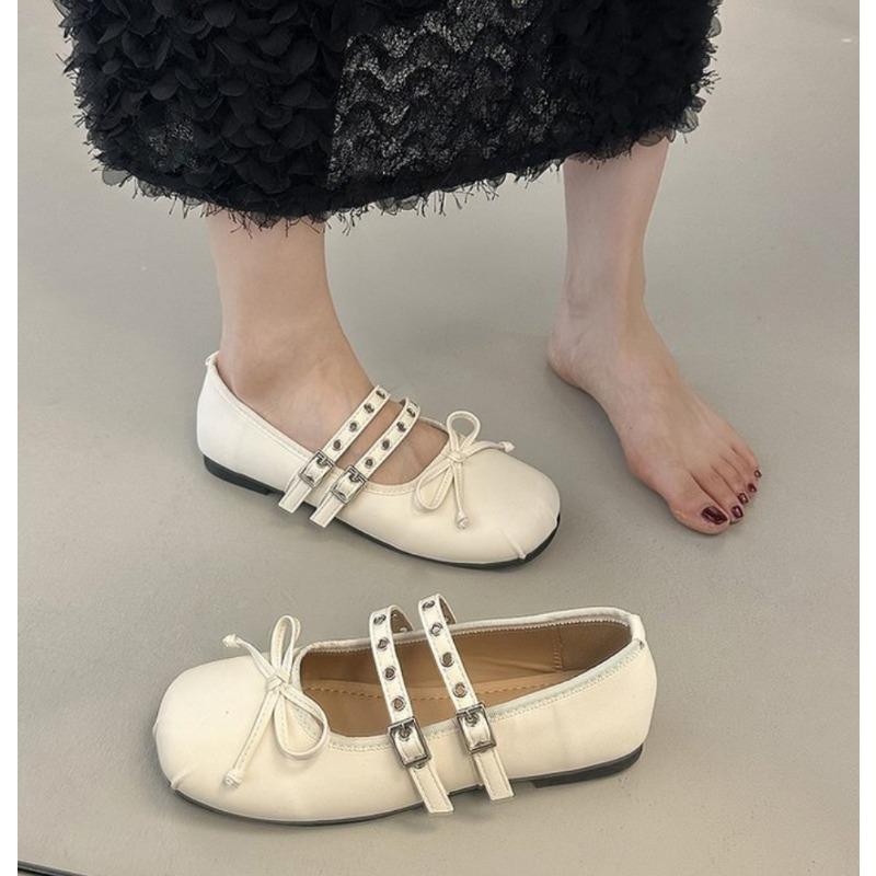 Fashion 2025 Hot Selling Square Toe Butterfly-knot Women Mary Jane Shoes Ladies Soft Sole Dress Flats Casual Street Style Ballet Shoes