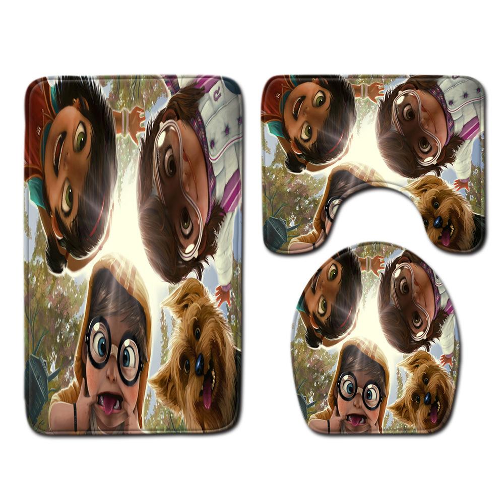 Animation Bathroom Floor Mat Three-Piece Bathroom Carpet Toilet Mat Set Door Mat Bathroom Non-Slip Mat