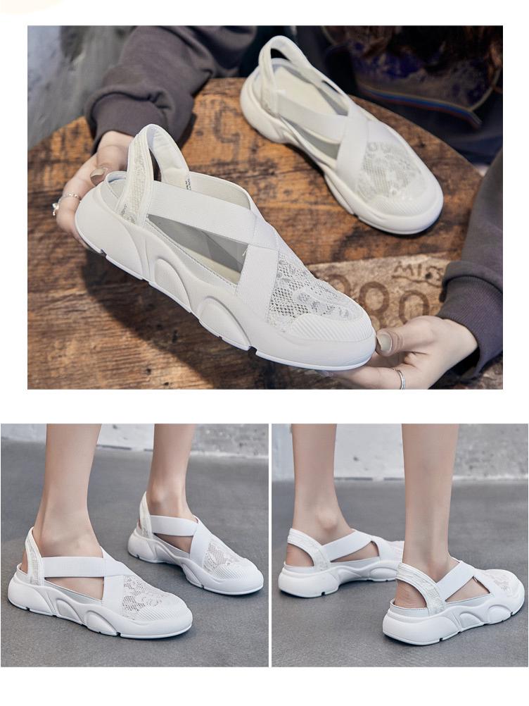 Summer 2025 Women's White Thick-Soled Espadrille Sandals - Breathable, Hollowed-Out Flats