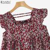 ZANZEA Women Casual Square Collar Cap Sleeve Summer Floral Blouse