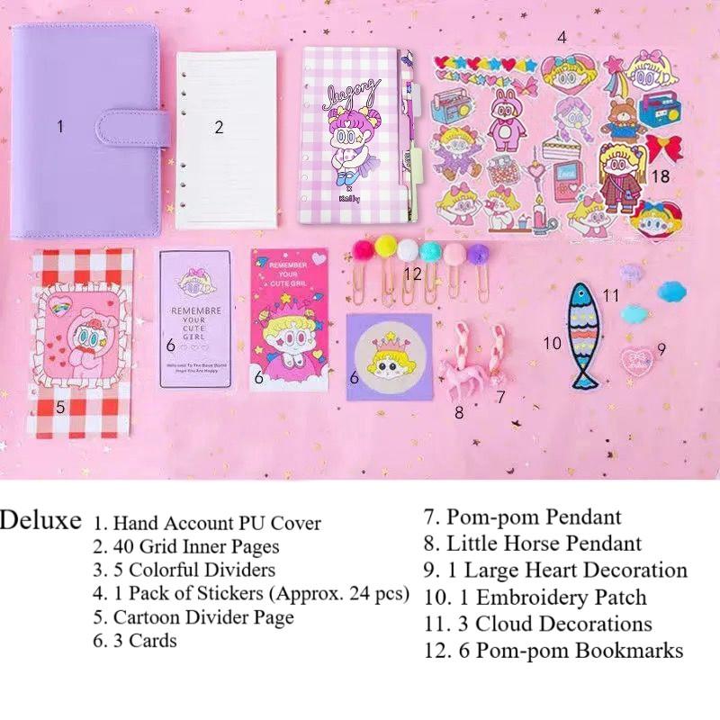 Fairy Instagram Style Hand Account Book Set Cute Macaron Color Girlish Notebook Journal with Stickers and Decorative Accessories Perfect Gift for Girl