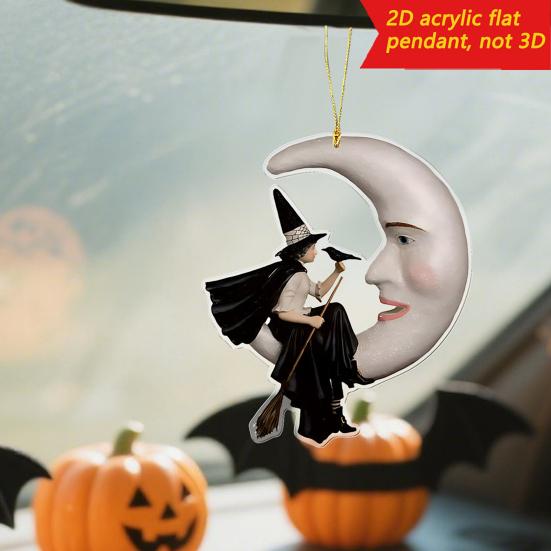 Decorazione Auto Halloween Ciondolo 2D Piatto per Specchietto Retrovisore Auto per Auto Zaino Albero di Natale Accessori Interni Auto