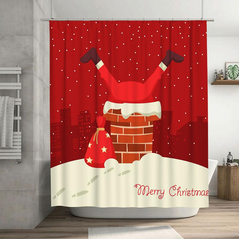 

TU Christmas Shower Curtain Festive Holiday Decor Reindeer Santa Claus Pattern Bathroom Curtains Waterproof Holiday Home Decor G 90x180cm35x71in