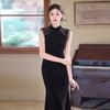 Black velvet sleeveless national style new Chinese Suzhou waist pinched autumn cheongsam improved young women's high-end dress