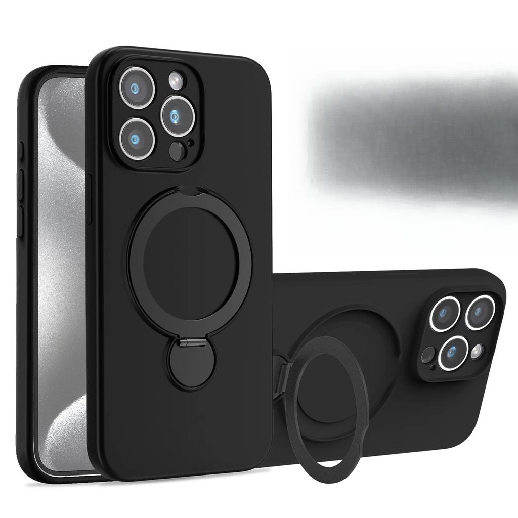 Applicable To Apple 16pro Mobile Phone Case Magnetic Suction Bracket 360° Rotating IPhone 15 Liquid 14 Anti-fall Protection Case