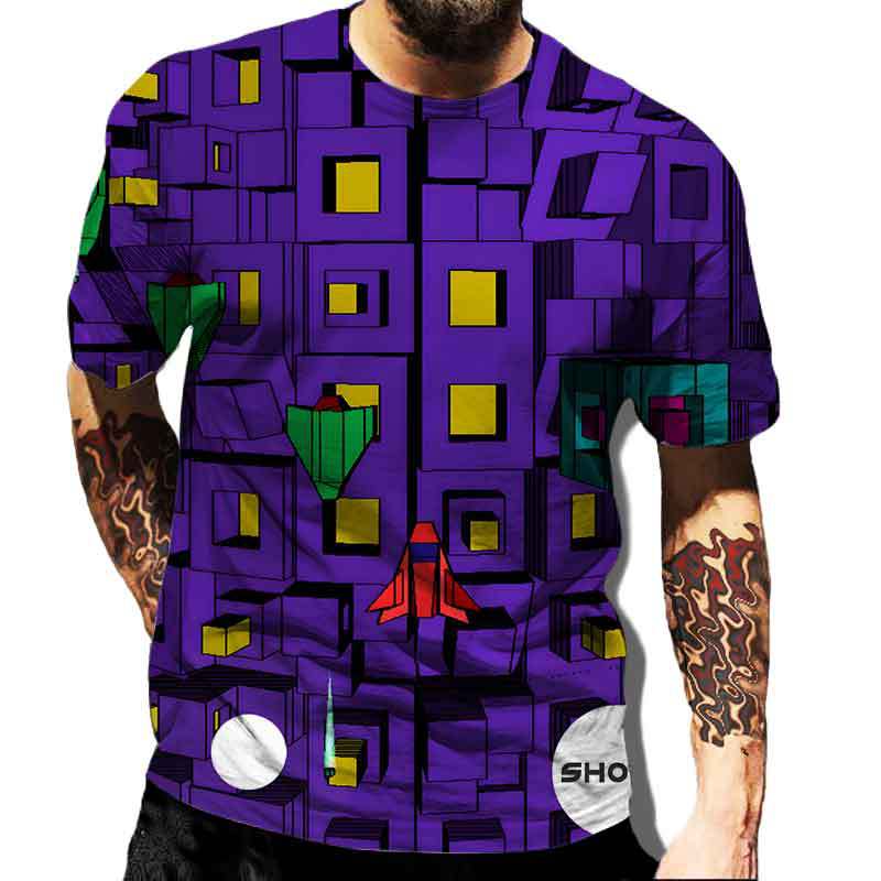 Men's Square Color Tie-Dye T-Shirt, Street Style, Casual, Fashionable, Breathable, Sporty