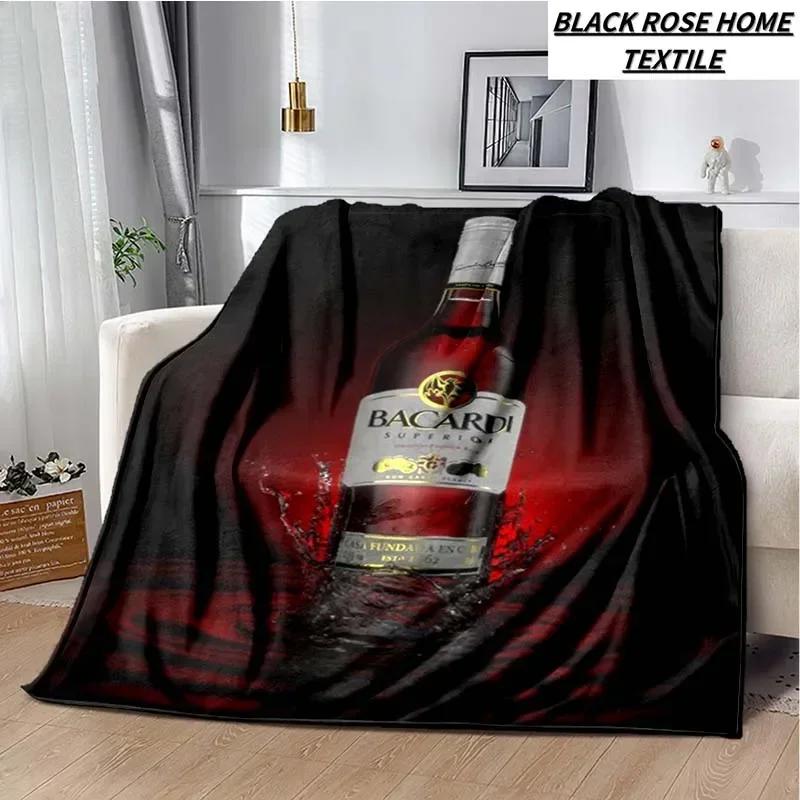 Fashionable Art Print Bacardi Rum Logo Blanket Family Bedroom Bed Sheet Outdoor Car Travel Camping Picnic Plush Sleeping Blanket