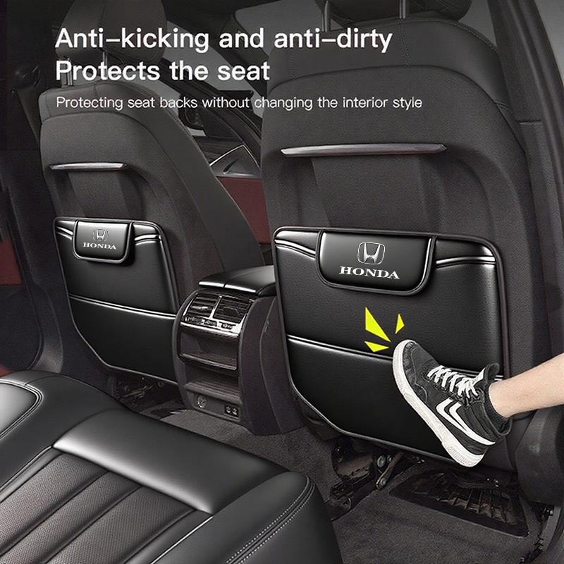 WGLRK1 Car Seat Back Anti Kick Cover Leather Protector Pad For Honda Civic Accord Fit Jazz CRV BRV HRV Insight Pilot Passport TYPE-R