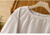 Women's Summer 2026 Imitation Han Linen Short-Sleeve T-Shirt - Artistic Solid Color Design