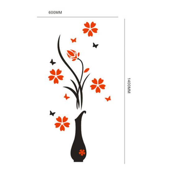 3D Plum Blossom Vase Wall Sticker Living Room TV Background Decal Mural Decor