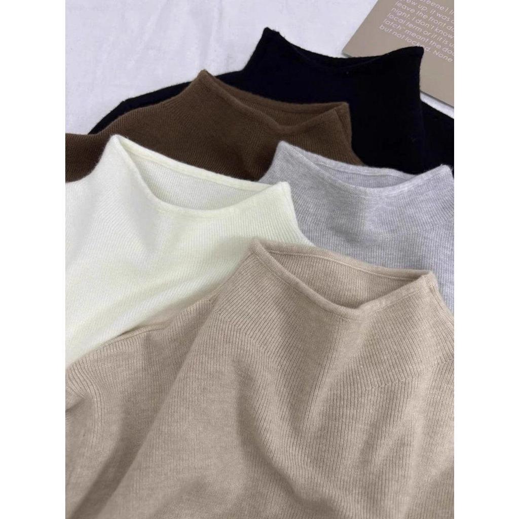 Korean Style Women's Slim Fit Semi-High Neck Sweater: Soft, Glutinous Autumn/Winter Pullover Knitwear Base Layer Top