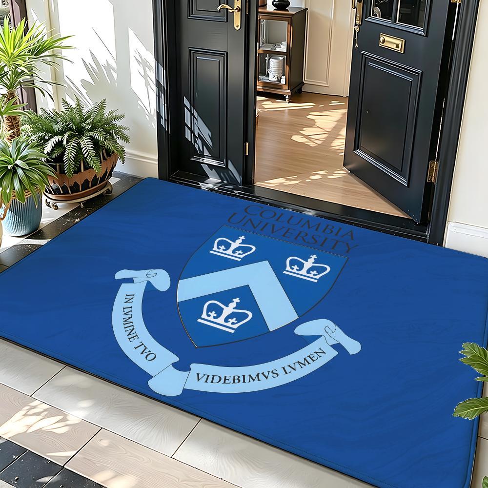 Education C-Columbia U-University Floor Mat Soft Flannel Entrance Door Mat Non Slip Absorbent Bathroom Bedroom Floor Rug