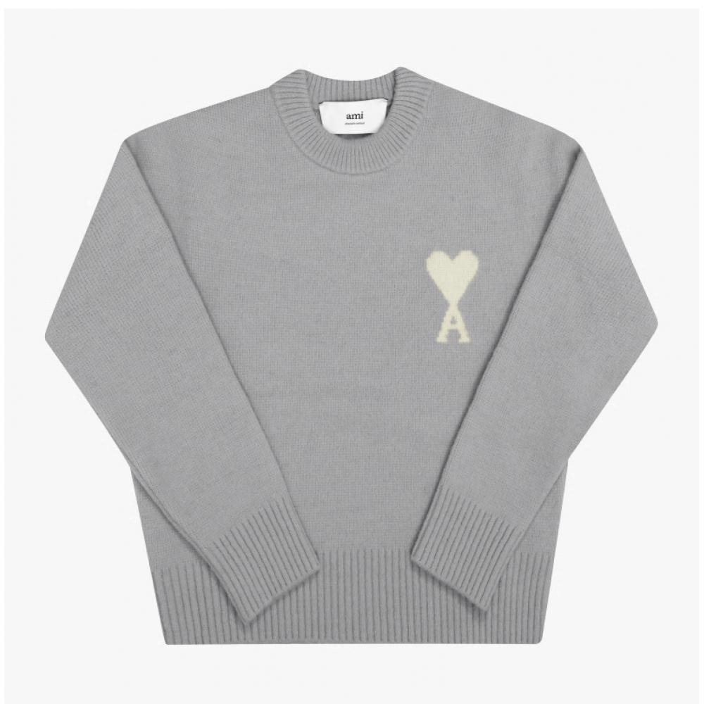 Ami Big Heart Logo Intarsia Knit Unisex Kn0135 058