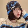 Wool Flower Jacquard Knitted Hat Printed Ear Protection Hat Cute Printing Knit Cap  Winter