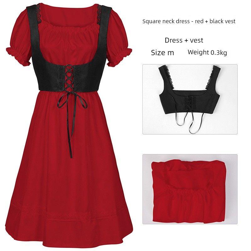 Foreign Trade Hot-Selling European and American Plus-Size Steampunk Gothic Victorian Era Ruffled Sleeveless Dress for Women