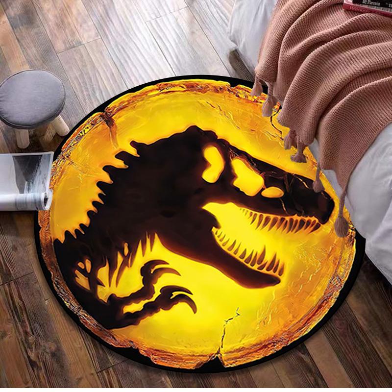 1Pc Jurassic Circular Rug - Office Decorative Carpet For Living Room Bedroom Door Mat Floor Rug Computer Chair Area Rug