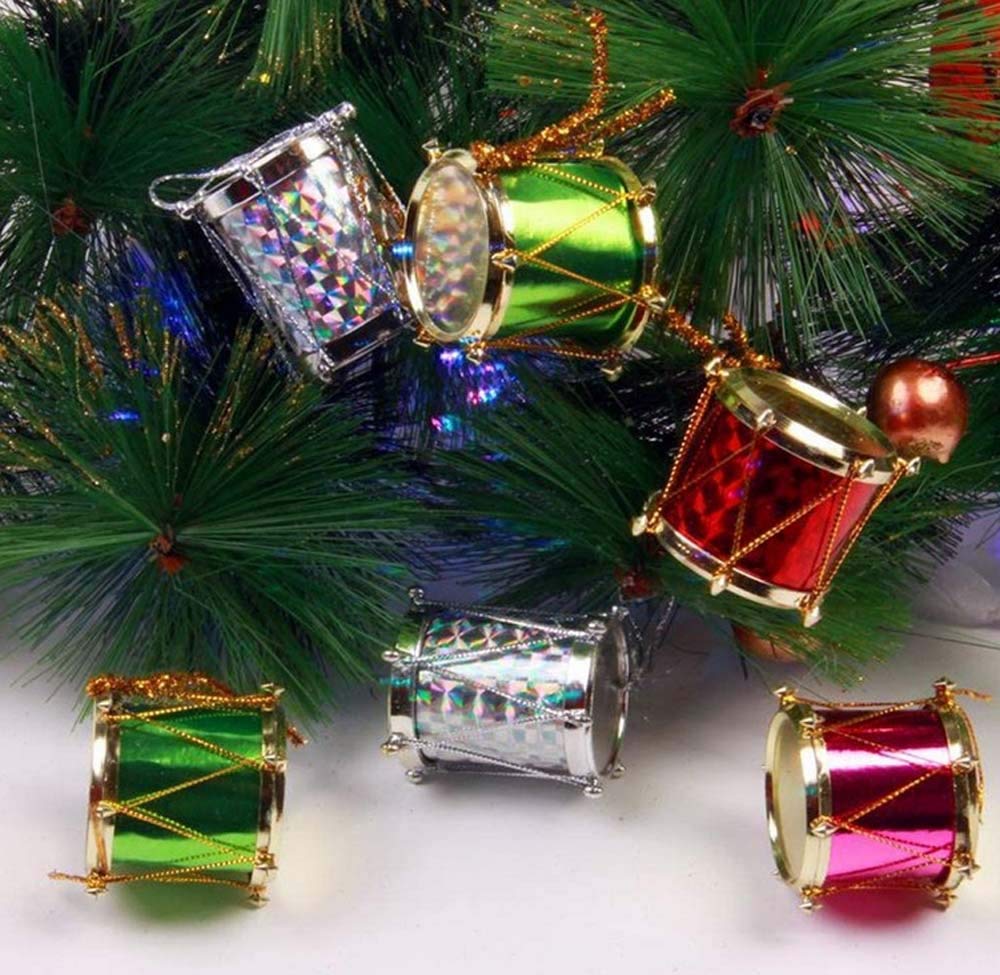 Vianočné ozdoby Farebné trblietavé Mini bubny Farebné fóliové krabičky Ručne vyrobené Darčekové krabičky Závesné dekoračné prívesky Novoročné Gi