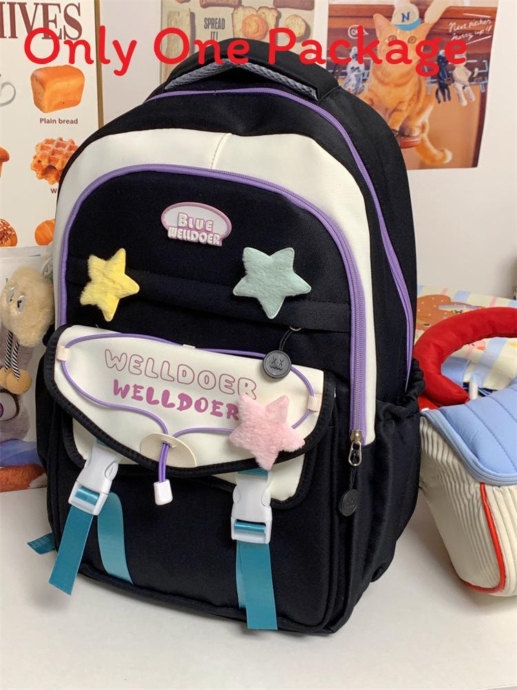 

Dopamine Backpack For Middle School Girls With Nylon And Multicompartments For School Use чёрный