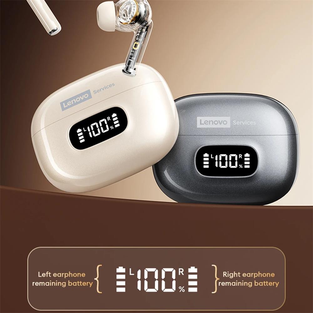 Original Lenovo LE207 TWS Wireless Bluetooth 6.0 Earphones LED Digital Display Travel Sports Headphones Low Latency HIFI Audio Comfort