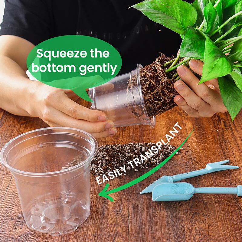 5 Stück Transparenter Plastik-Blumentopf Drainageloch Topf Gartenarbeit Wurzelwachstum Sichtbarkeit Für Alle Pflanzen Wasserschadenschutz