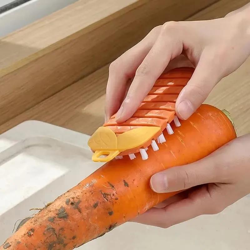 Carrot Brush Kitchen Cleaning Tool Silicone Dishwashing Brush Crevice Brush Fruit and Vegetable Cleaning Brush Bendable Brush