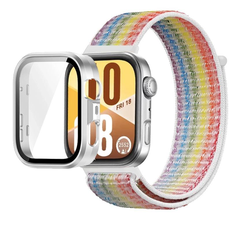 Pasek Nylonowy+Etui PC do Huawei Watch Fit 3/4/4 Pro Chroniące przed Upadkiem+Wygodna Oddychająca Opaska na Nadgarstek Correa
