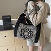 Trendy handheld cloth bag women's large-capacity waterproof silk cloth embroidery tote bag personalized pattern lightweight shoulder bag