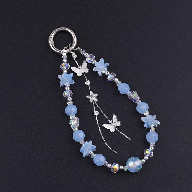 

Sweet Butterfly Flower Keychain Mobile Phone Anti-Lost Lanyard Bag Charms Versatile Keychain Pendant Backpack Decoration