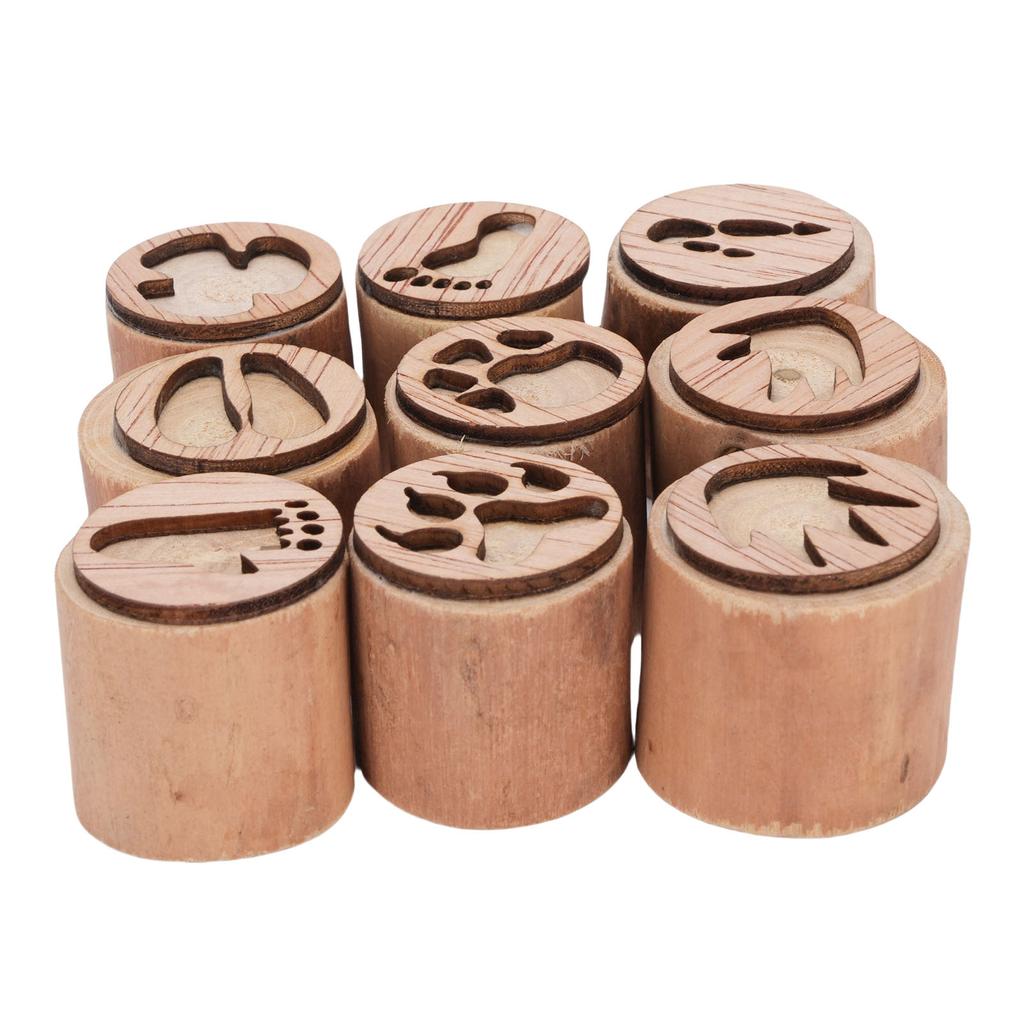 9Pcs Animal Footprint Stamps Wooden Wild Animal Tracks Stamp Set Mini Handmade for Crafting Decorative Projects
