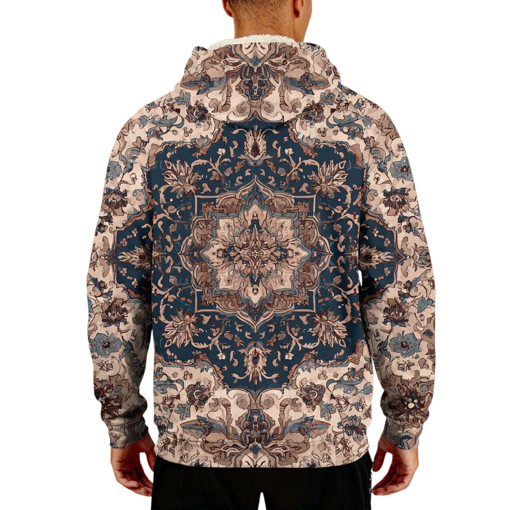 Herr långärmad fleecehuvtröja med fickor, casual