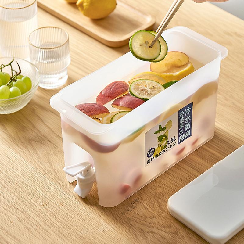 Water Kettle With Faucet Beverage Dispenser Cold Juice Lemonade Drinks Bucket Liquid Storage Tank Outdoor Fridge Organizers