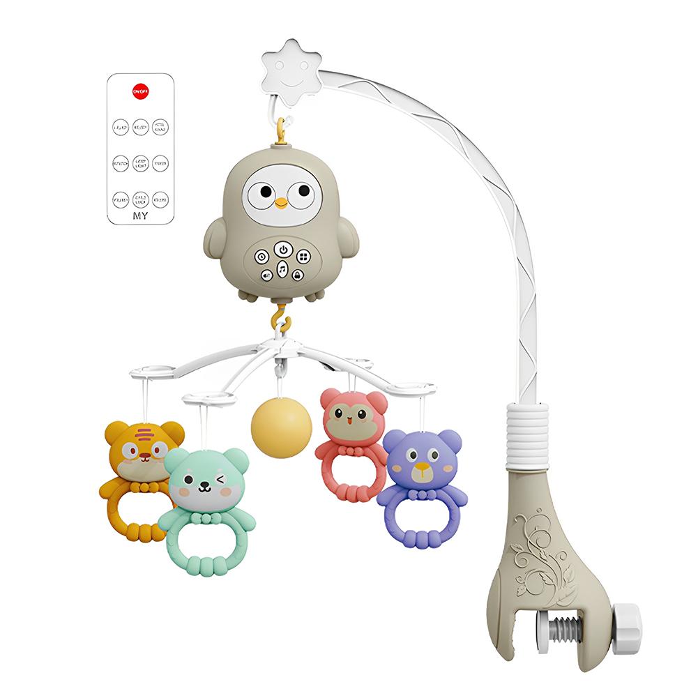 Baby Crib Mobile with Music and Lights Multifunctional Musical Rotating Crib Toy for Newborns Soothing Grey