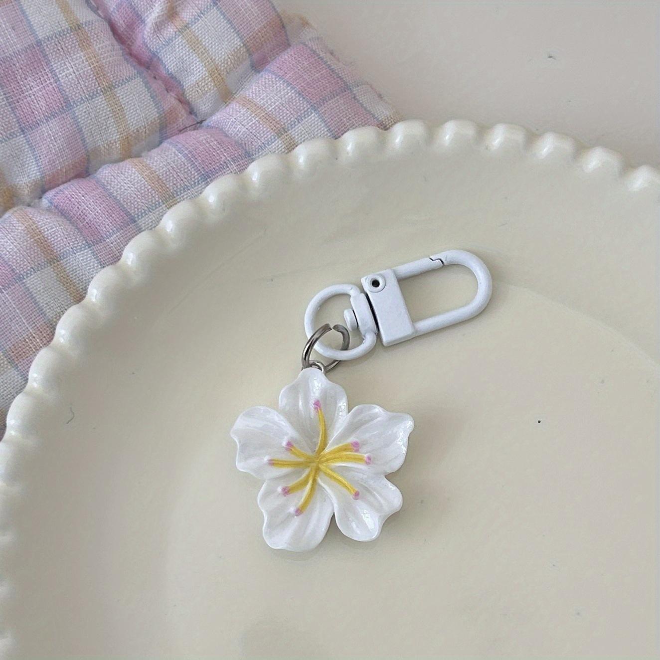 

Романтические брелоки с цветущей сакурой, милые минималистичные цветочные подвески, застежка-лобстер, подарок для пар и друзей, декоративные аксессуары для сумки белый