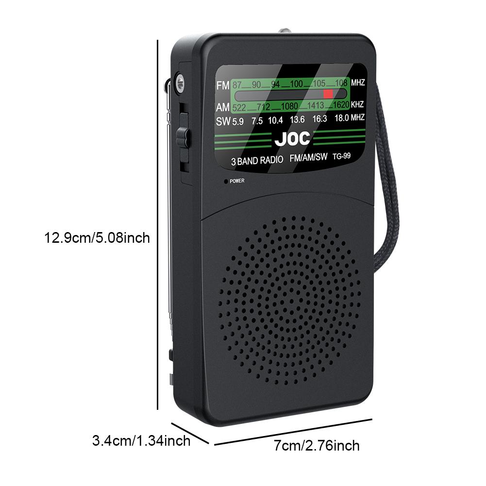 Portable AM/FM/SW Pocket Radio with LED Flashlight Radio Outdoor Camping Gifts for Seniors Elderly Battery Operated/Rechargeable