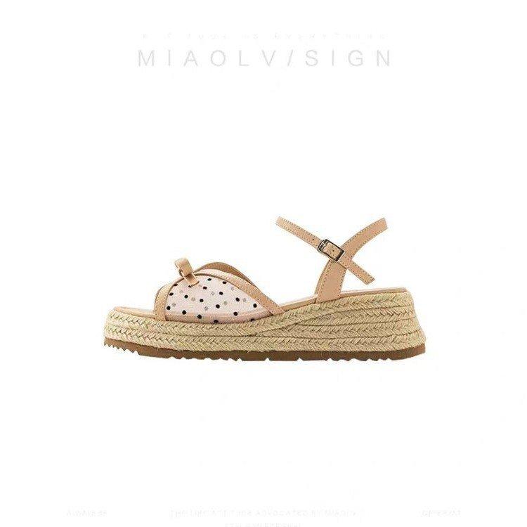 

Height increase 5.0cm~ Thick-soled small man wearing open-toed wedge heel sandals women s bow summer new cool slippers 35 хаки